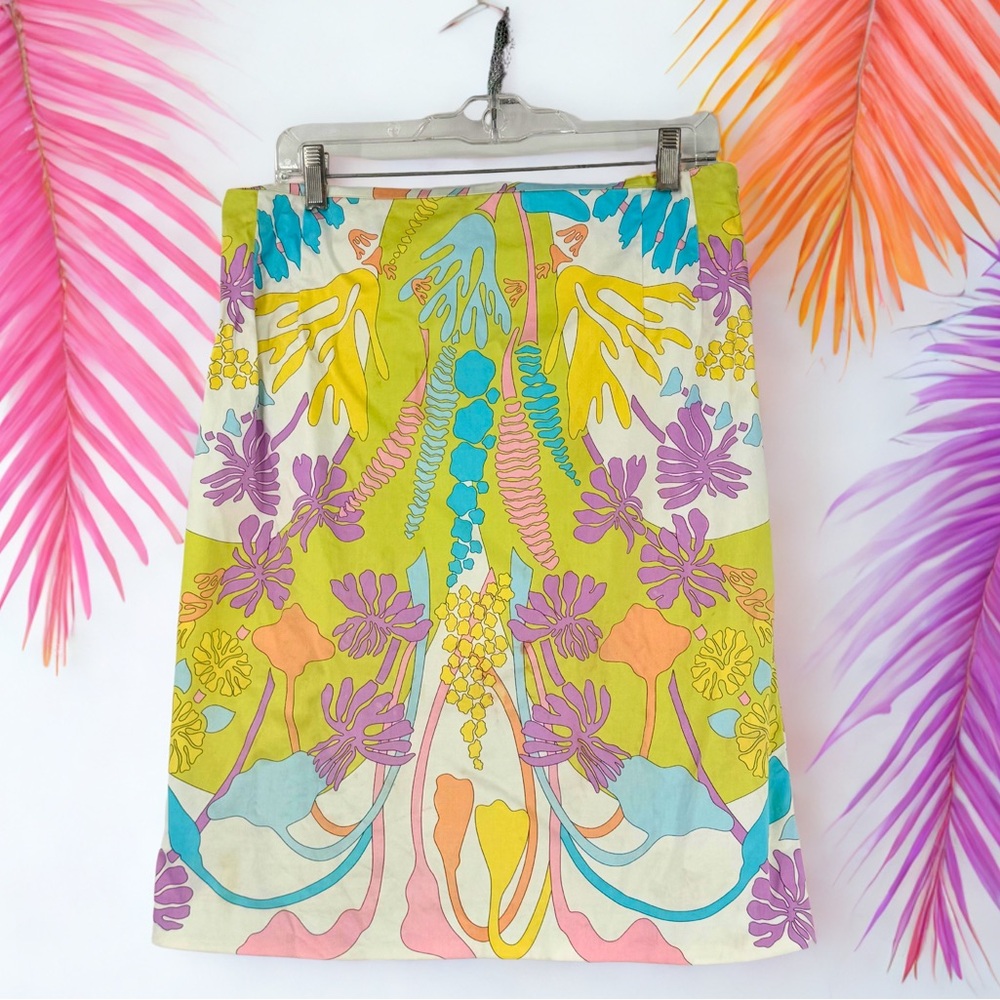 Vintage Averardo Bessi Groovy Psychedelic Floral Beach Lined Colorful Skirt, 12